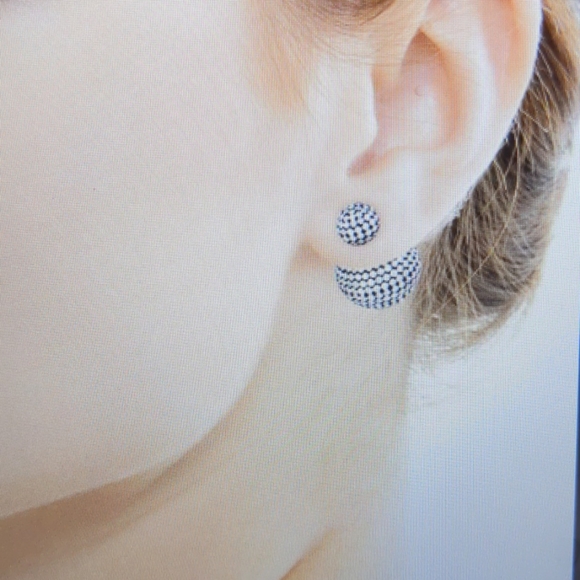 White and Pink Double Back Earrings - Picture 4 of 4